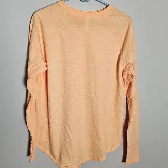 NWOT Zella Pale Orange Long Sleeve Cotton T Shirt Sz Small Flawed - Picture 7 of 11